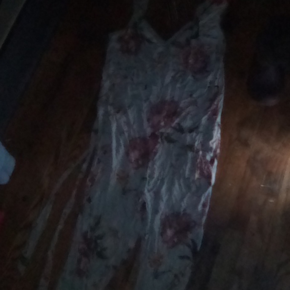 Floral leafy greens jumpsuit